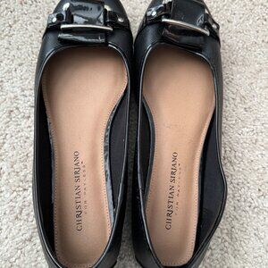 Christian Siriano Size 7 1/2 Ballerina Flats (Black with Silver Buckle)